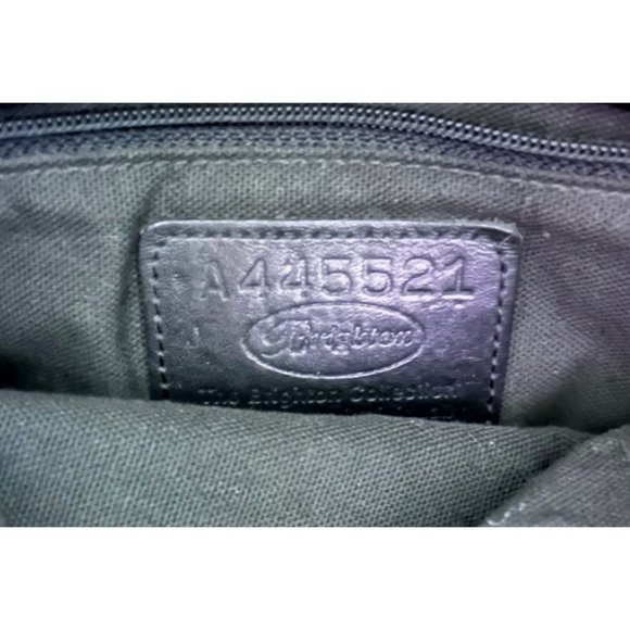 Brighton Black with Brown Crocodile Pattern Leather Tote Bucket Shoulder Bag - Picture 9 of 10